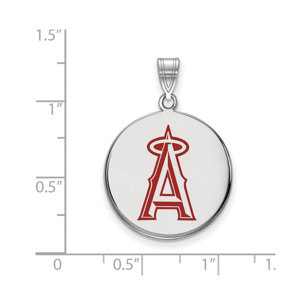Alternate view of the Sterling Silver MLB Los Angeles Angels LG Enamel A Disc Pendant by The Black Bow Jewelry Co.