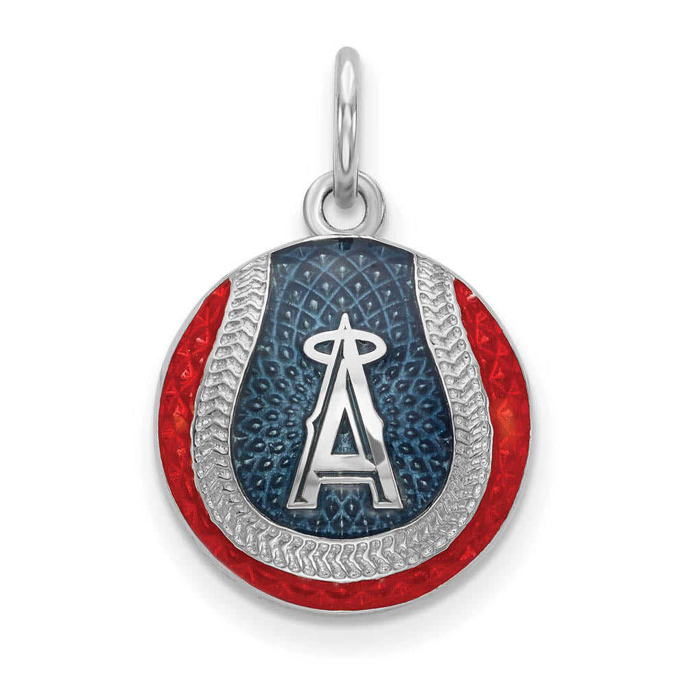 Sterling Silver MLB Los Angeles Angels SM Enamel Baseball Charm, Item P32165 by The Black Bow Jewelry Co.