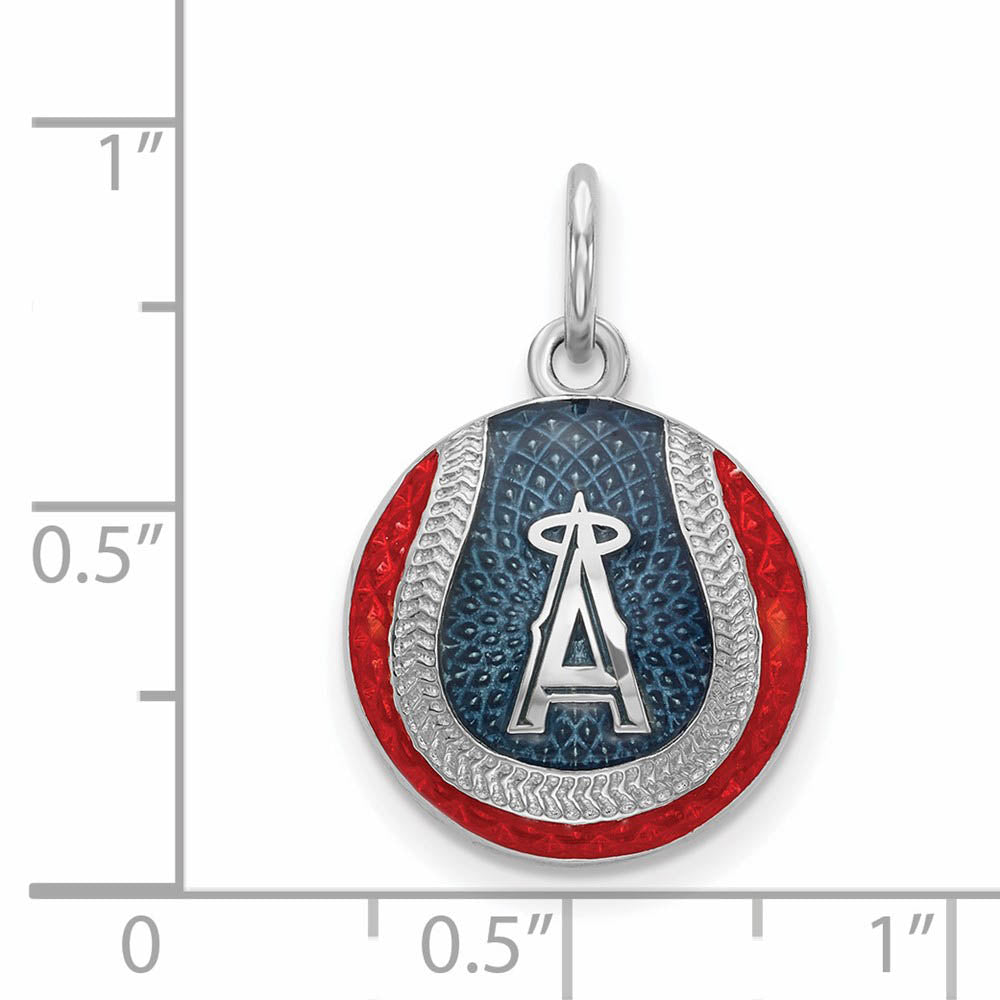 Alternate view of the Sterling Silver MLB Los Angeles Angels SM Enamel Baseball Charm by The Black Bow Jewelry Co.