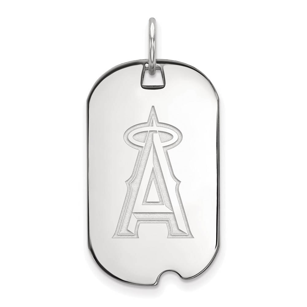 Sterling Silver MLB Los Angeles Angels Small Dog Tag Pendant, Item P32166 by The Black Bow Jewelry Co.