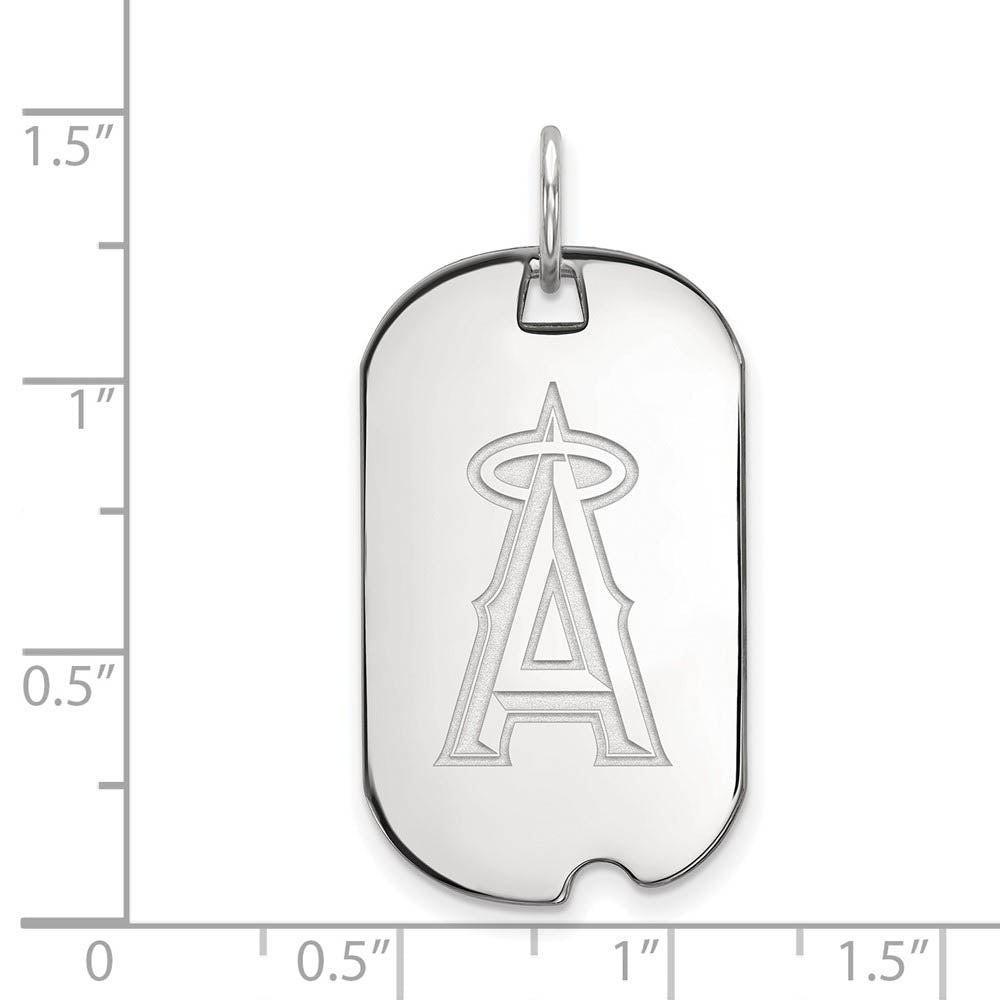 Alternate view of the Sterling Silver MLB Los Angeles Angels Small Dog Tag Pendant by The Black Bow Jewelry Co.