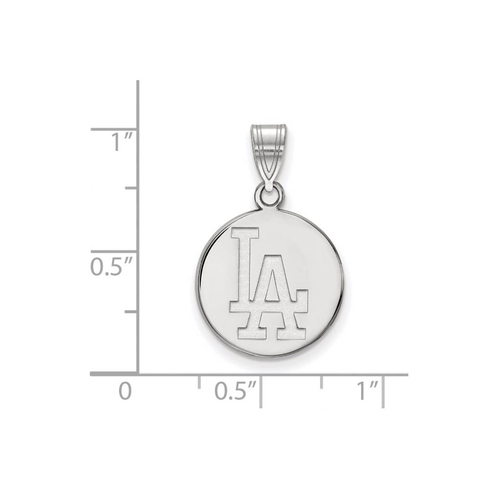 Alternate view of the 10K White Gold MLB Los Angeles Dodgers Medium L-A Disc Pendant by The Black Bow Jewelry Co.