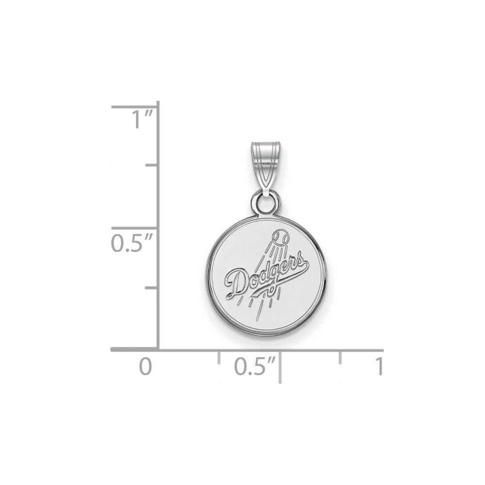 Alternate view of the 10K White Gold MLB Los Angeles Dodgers SM Script Disc Pendant by The Black Bow Jewelry Co.