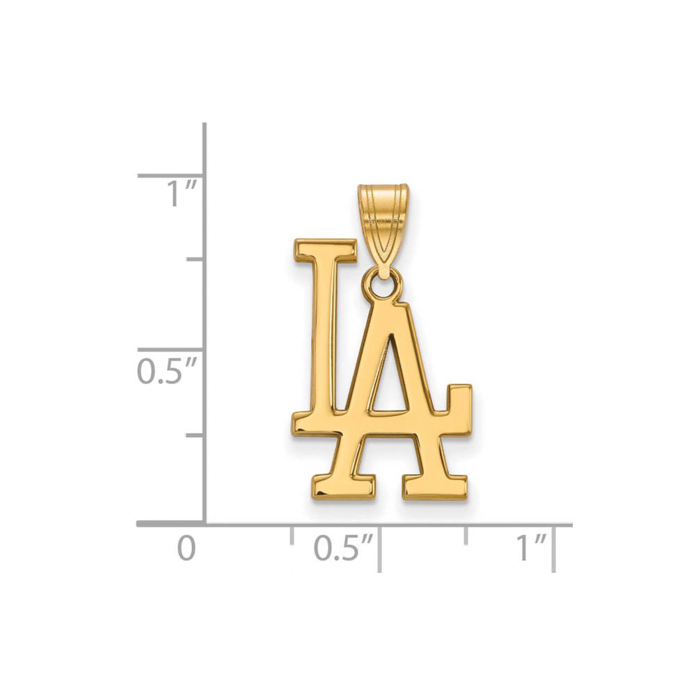 Alternate view of the 10K Yellow Gold MLB Los Angeles Dodgers L-A Large Pendant by The Black Bow Jewelry Co.
