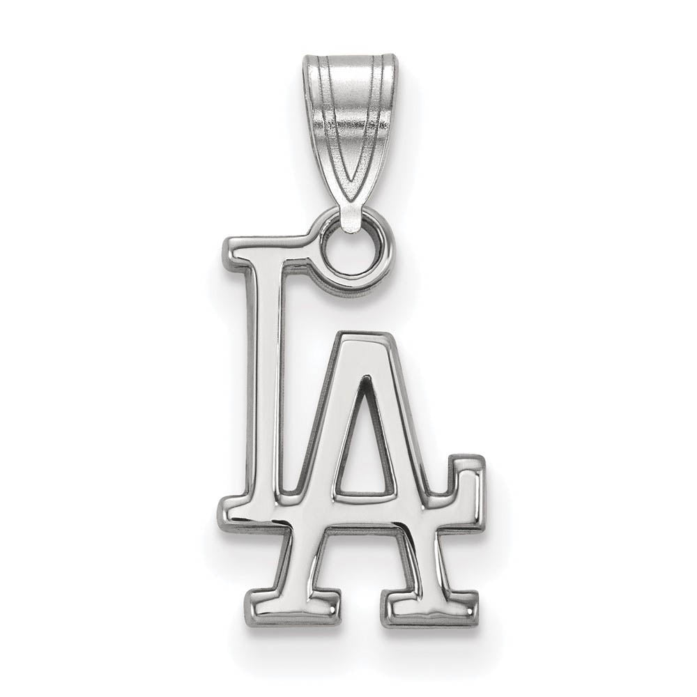 14K White Gold MLB Los Angeles Dodgers L-A Small Pendant, Item P32185 by The Black Bow Jewelry Co.