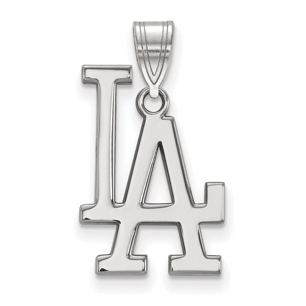 14K White Gold MLB Los Angeles Dodgers L-A Large Pendant, Item P32187 by The Black Bow Jewelry Co.