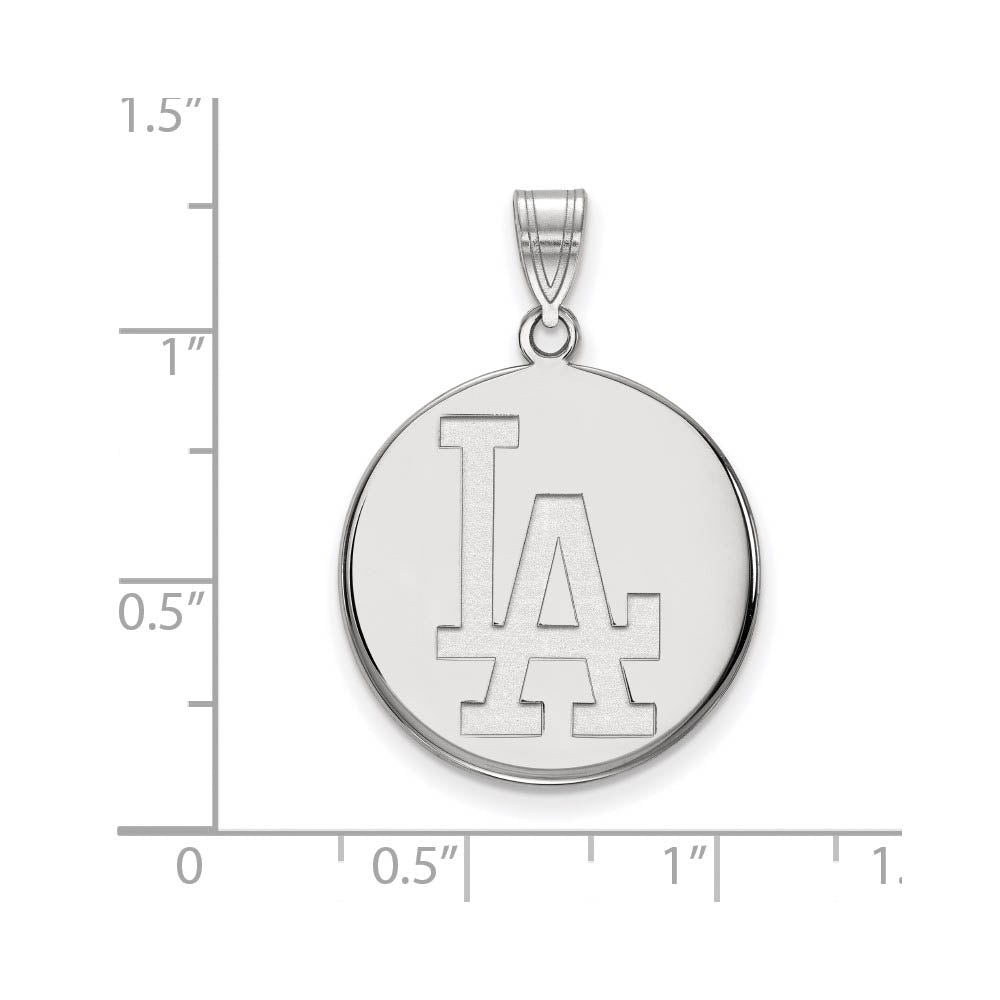 Alternate view of the 14K White Gold MLB Los Angeles Dodgers Large L-A Disc Pendant by The Black Bow Jewelry Co.