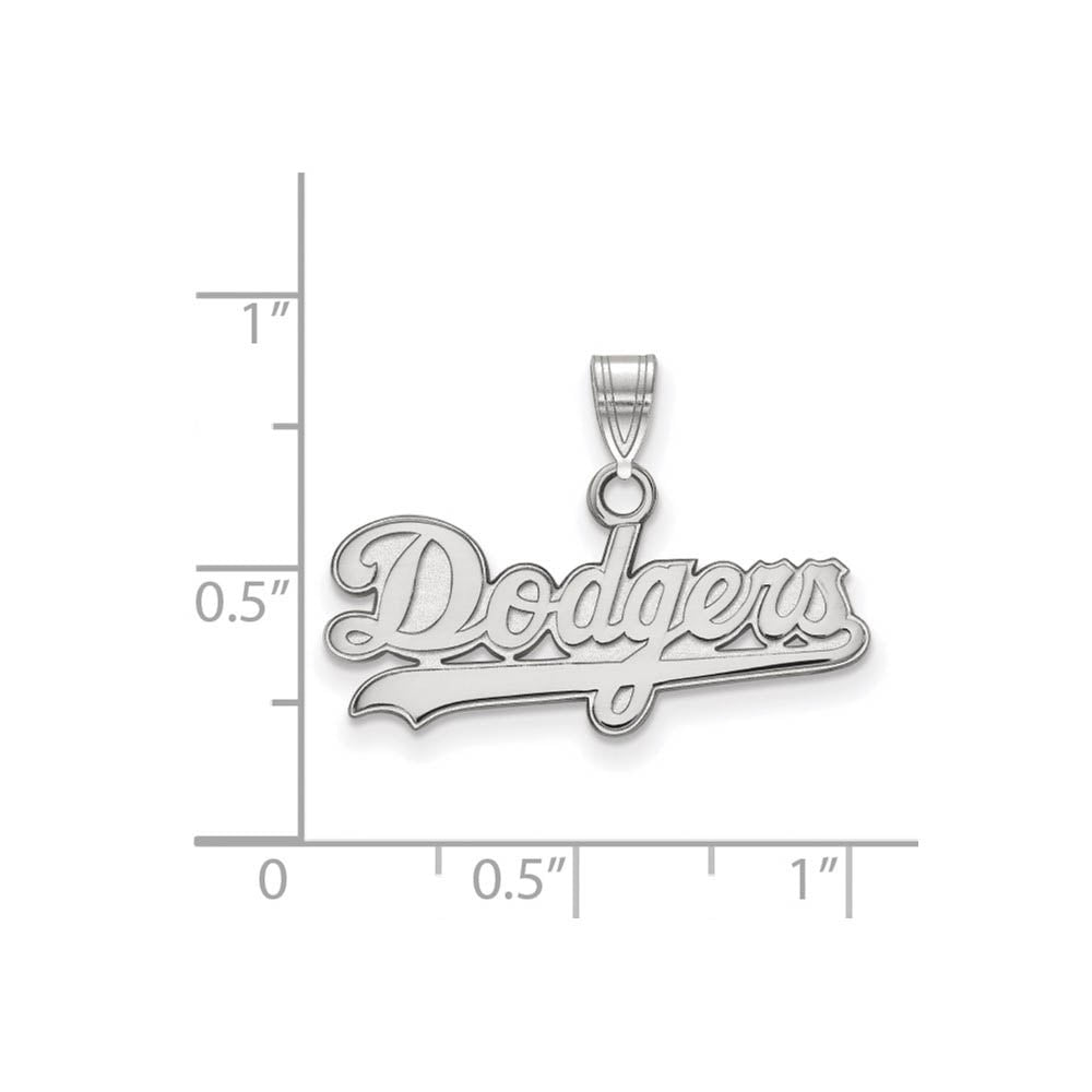 Alternate view of the 14K White Gold MLB Los Angeles Dodgers Script Small Pendant by The Black Bow Jewelry Co.