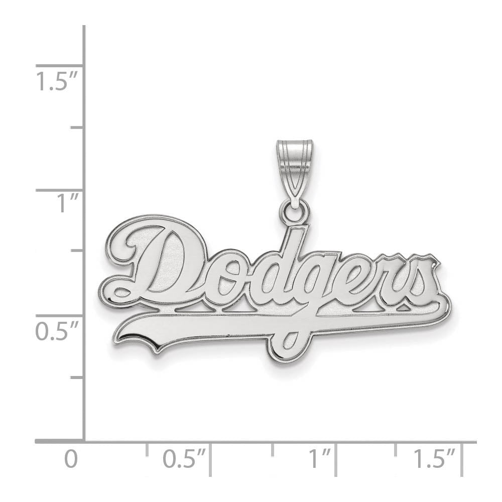 Alternate view of the 14K White Gold MLB Los Angeles Dodgers Script Large Pendant by The Black Bow Jewelry Co.