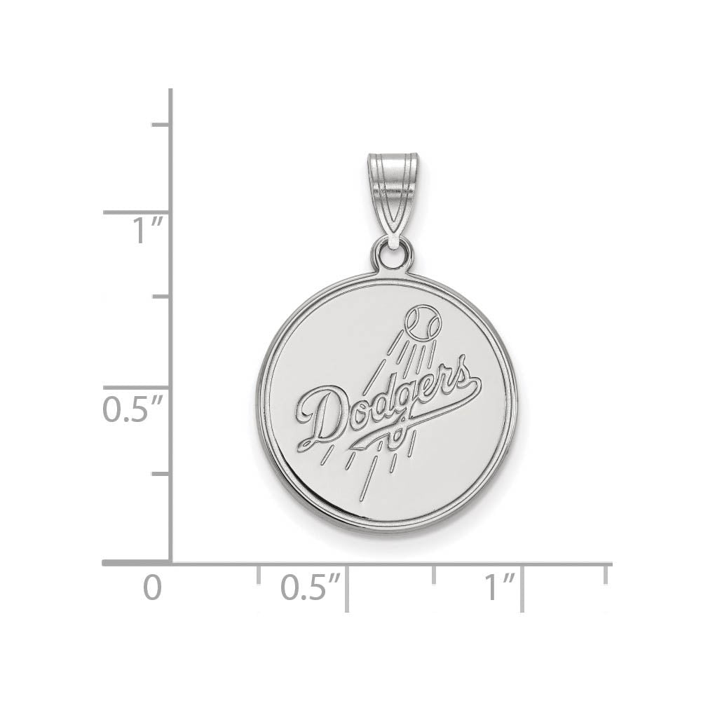 Alternate view of the 14K White Gold MLB Los Angeles Dodgers Script LG Disc Pendant by The Black Bow Jewelry Co.