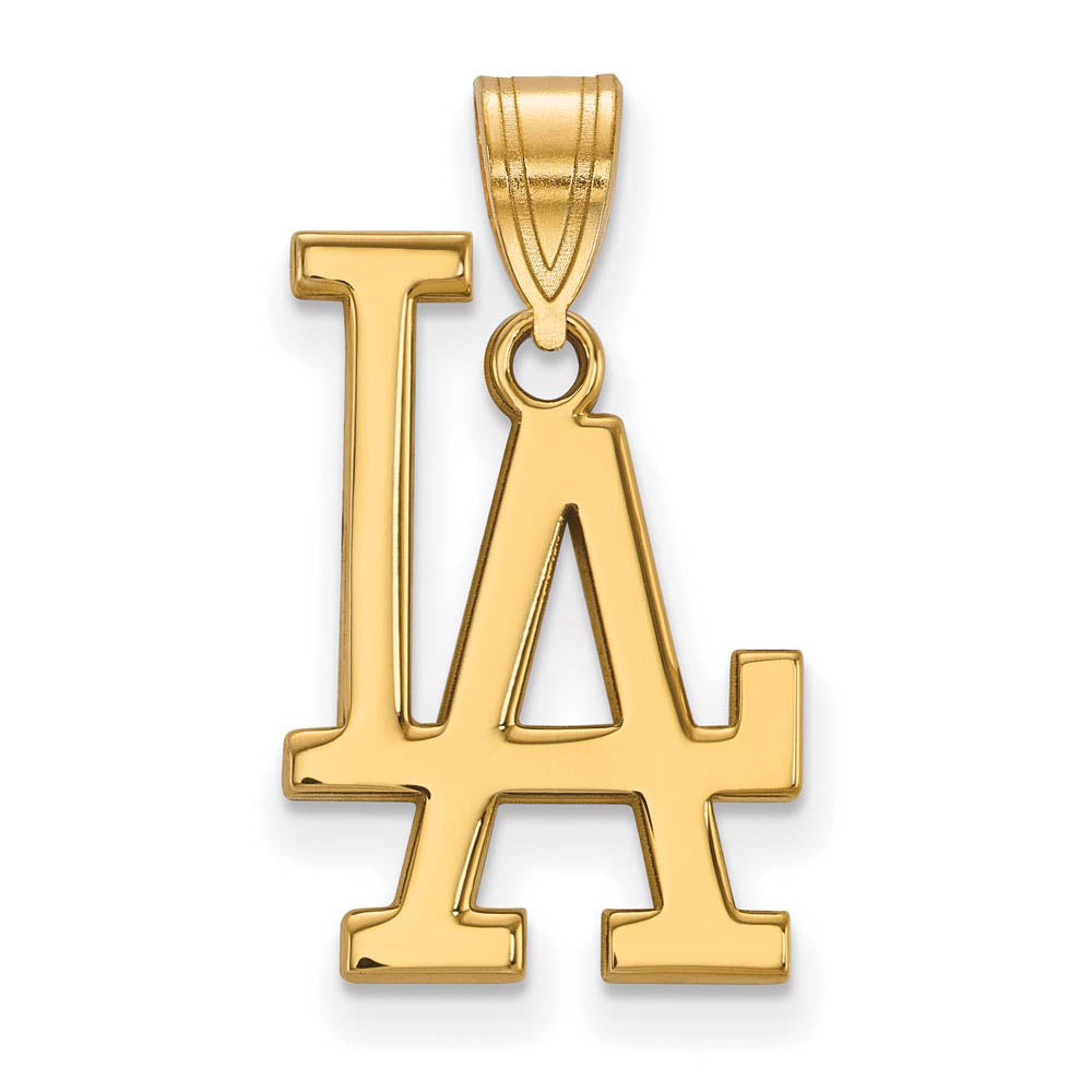 14K Yellow Gold MLB Los Angeles Dodgers L-A Large Pendant, Item P32197 by The Black Bow Jewelry Co.