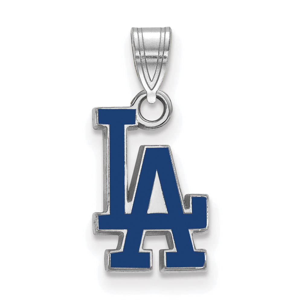 Sterling Silver MLB Los Angeles Dodgers Small Enamel Pendant, Item P32221 by The Black Bow Jewelry Co.