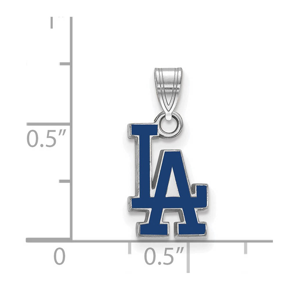 Alternate view of the Sterling Silver MLB Los Angeles Dodgers Small Enamel Pendant by The Black Bow Jewelry Co.