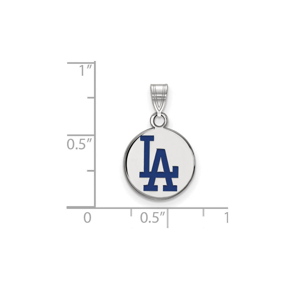 Alternate view of the Sterling Silver MLB Los Angeles Dodgers SM Enamel Disc Pendant by The Black Bow Jewelry Co.
