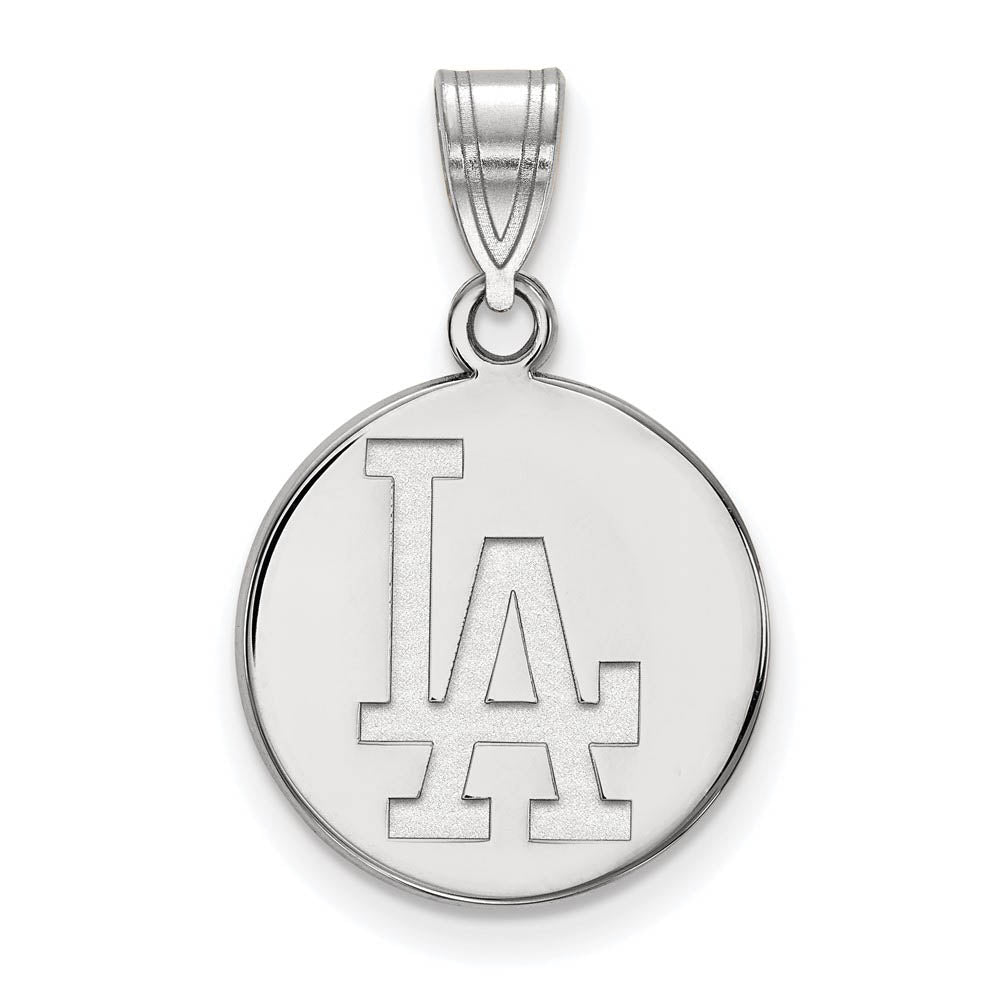 Sterling Silver MLB Los Angeles Dodgers Medium Disc Pendant, Item P32224 by The Black Bow Jewelry Co.