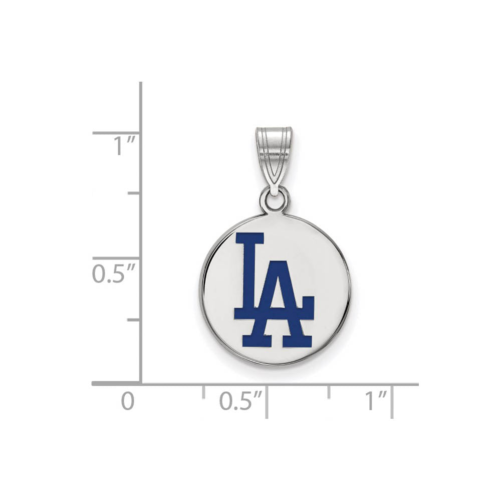 Alternate view of the Sterling Silver MLB Los Angeles Dodgers Medium Enamel Disc Pendant by The Black Bow Jewelry Co.