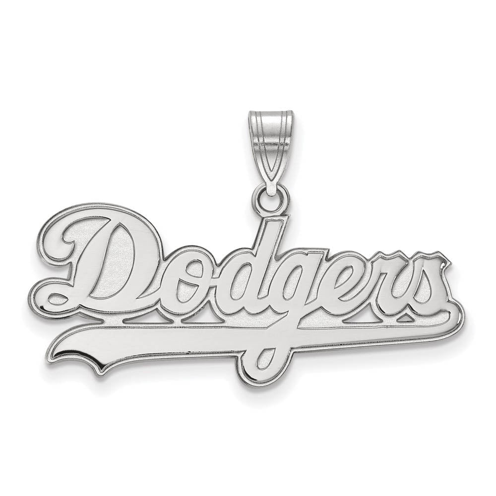Sterling Silver MLB Los Angeles Dodgers Large Script Pendant, Item P32229 by The Black Bow Jewelry Co.
