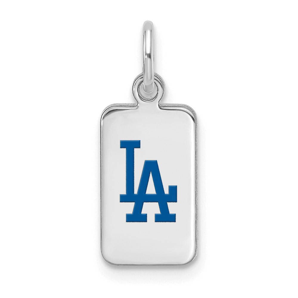 Sterling Silver MLB Los Angeles Dodgers XS (Tiny) Enamel Tag Charm, Item P32233 by The Black Bow Jewelry Co.