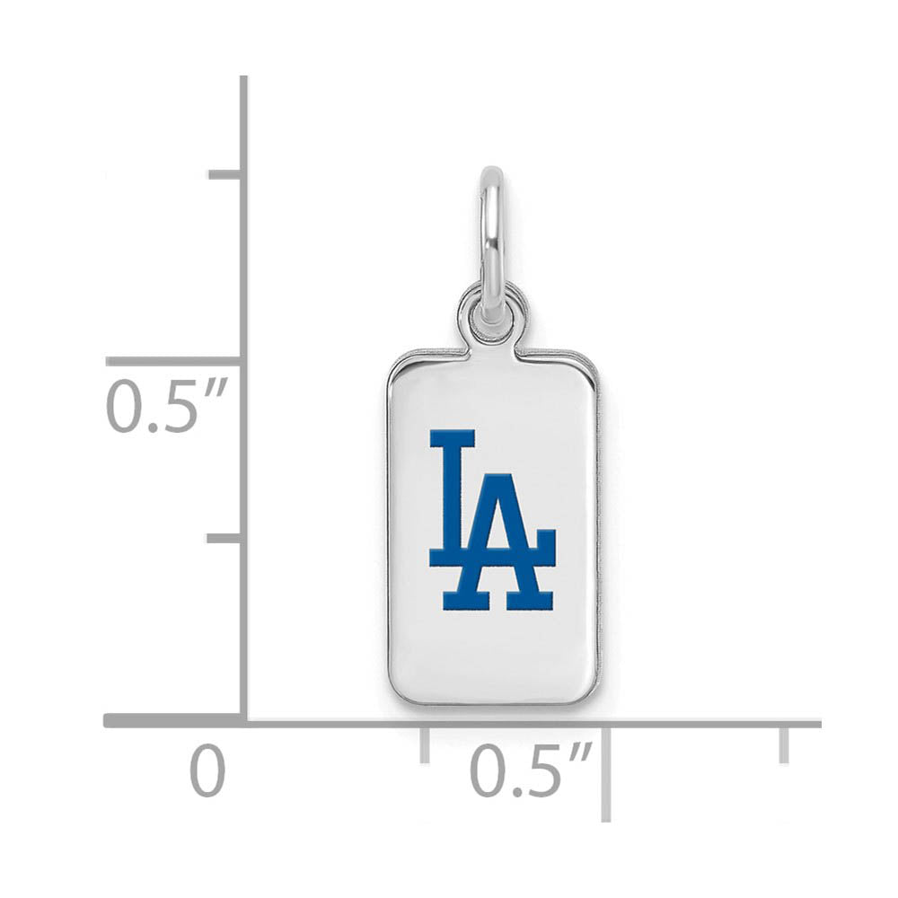 Alternate view of the Sterling Silver MLB Los Angeles Dodgers XS (Tiny) Enamel Tag Charm by The Black Bow Jewelry Co.