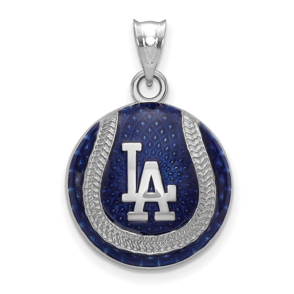Sterling Silver MLB Los Angeles Dodgers Large Enamel Baseball Pendant, Item P32234 by The Black Bow Jewelry Co.