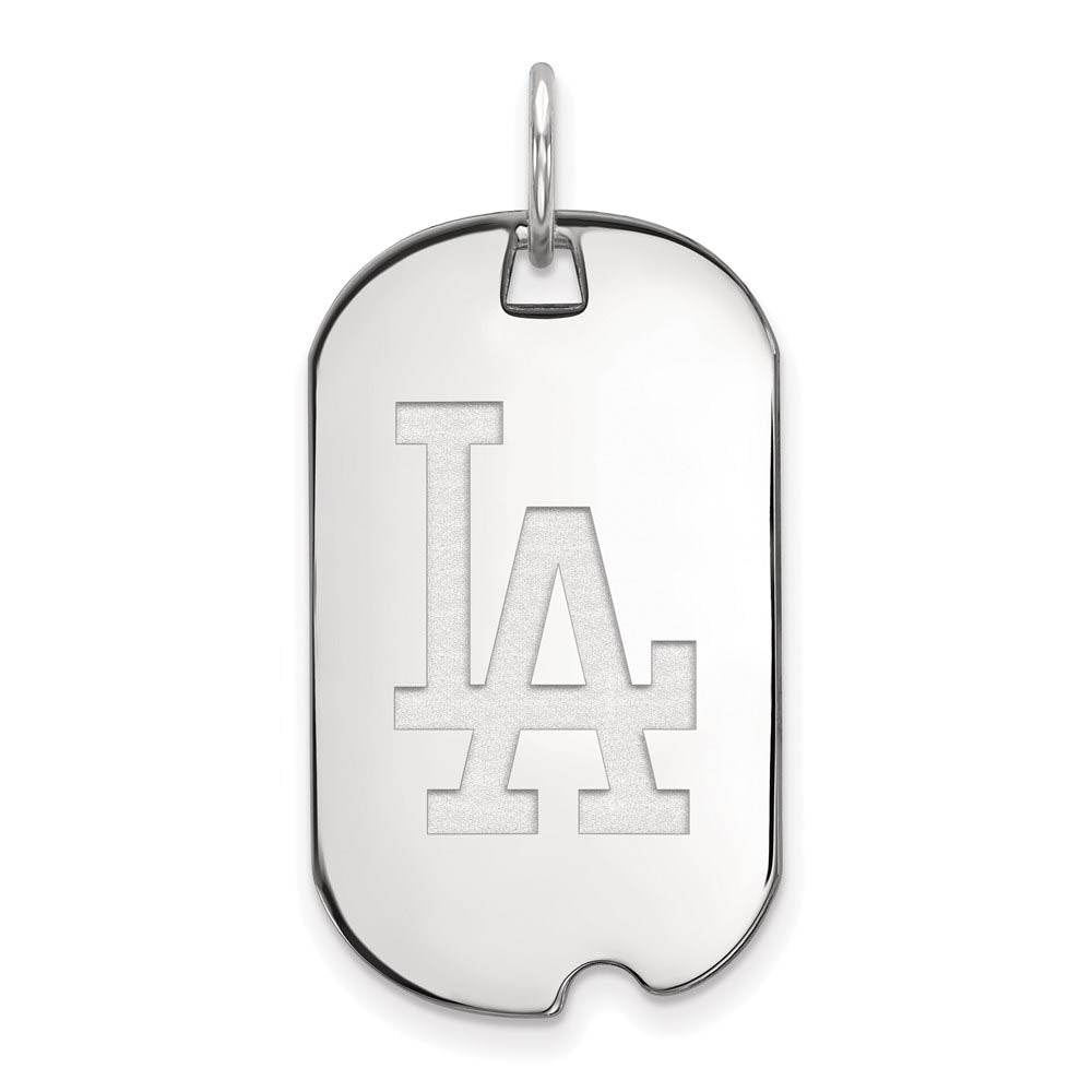 Sterling Silver MLB Los Angeles Dodgers Small Dog Tag Pendant, Item P32236 by The Black Bow Jewelry Co.