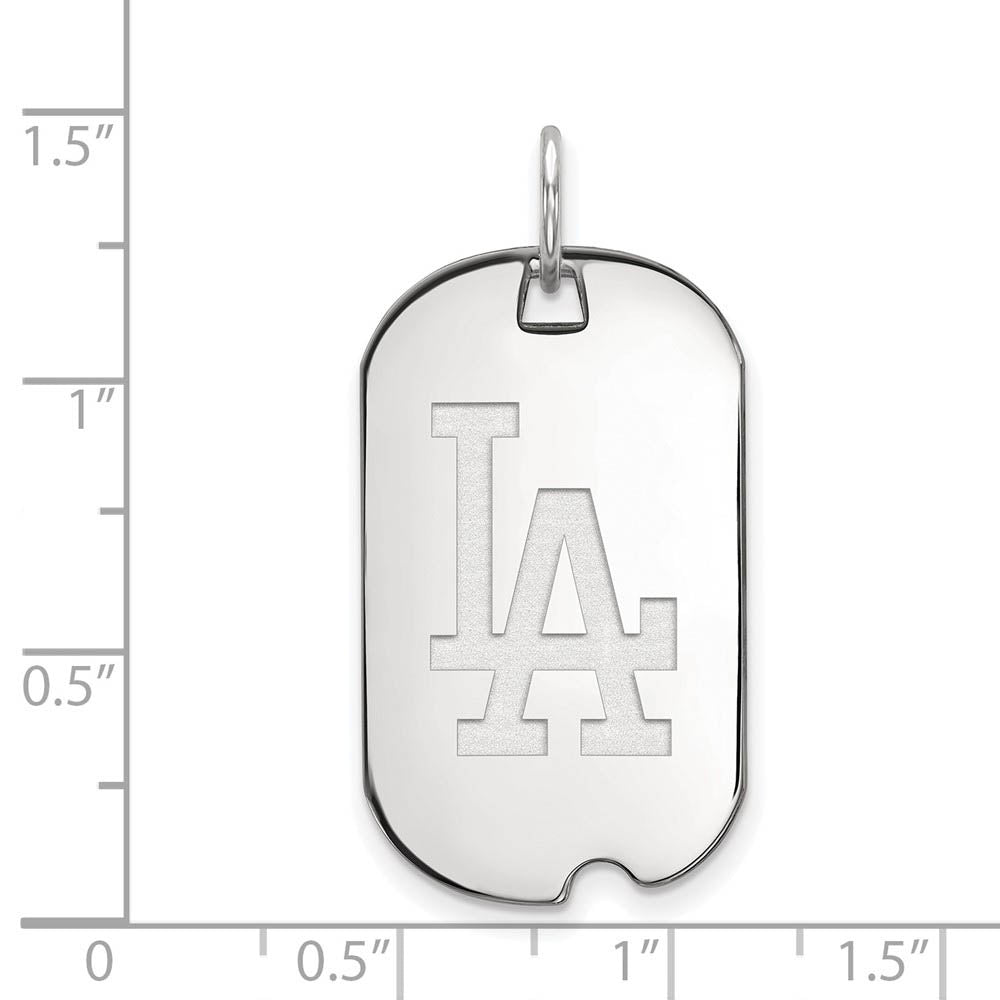 Alternate view of the Sterling Silver MLB Los Angeles Dodgers Small Dog Tag Pendant by The Black Bow Jewelry Co.