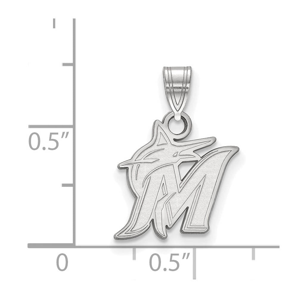 Alternate view of the 10K White Gold MLB Miami Marlins Small Logo Pendant by The Black Bow Jewelry Co.