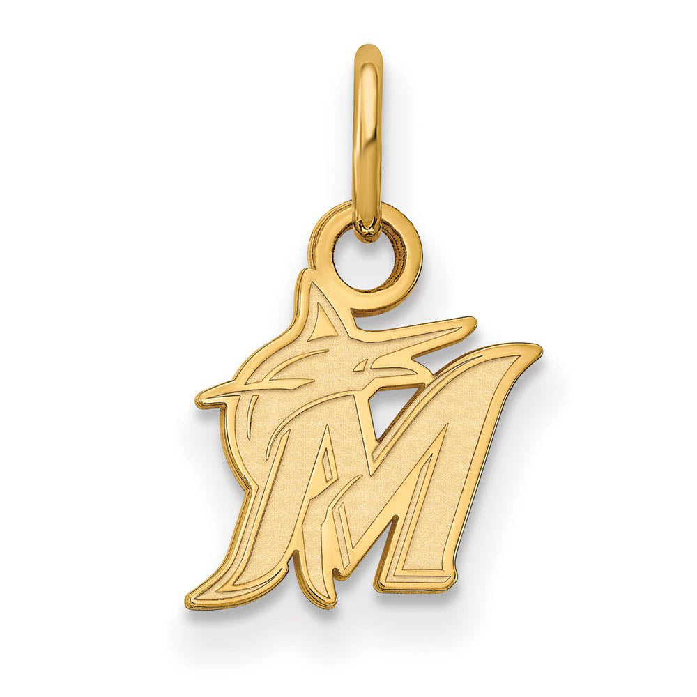 10K Yellow Gold MLB Miami Marlins XS (Tiny) Logo Charm, Item P32245 by The Black Bow Jewelry Co.