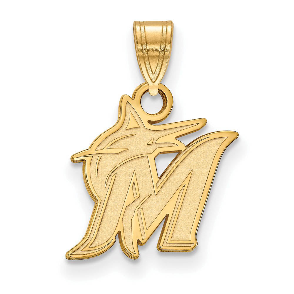 10K Yellow Gold MLB Miami Marlins Small Logo Pendant, Item P32246 by The Black Bow Jewelry Co.