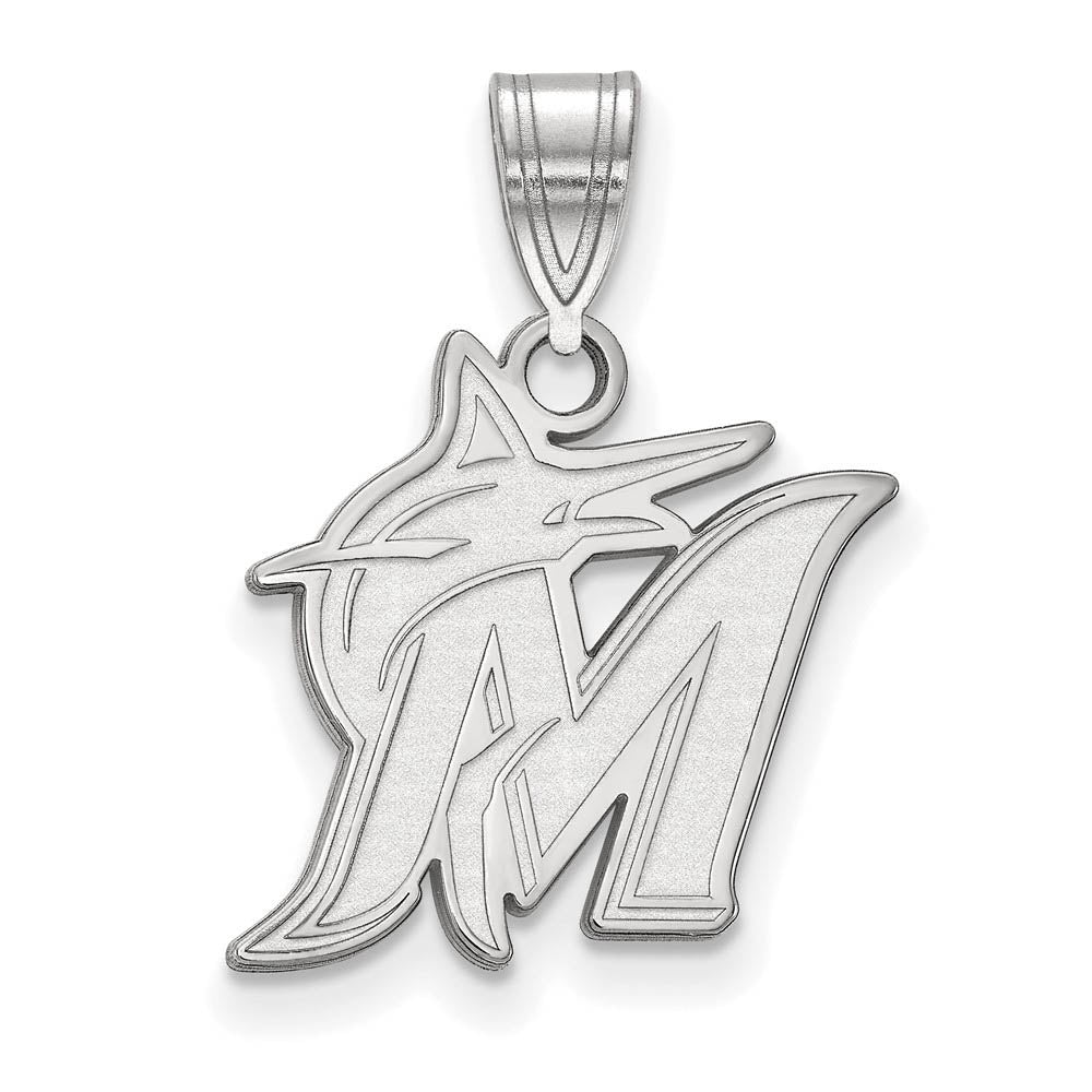 14K White Gold MLB Miami Marlins Medium Logo Pendant, Item P32255 by The Black Bow Jewelry Co.