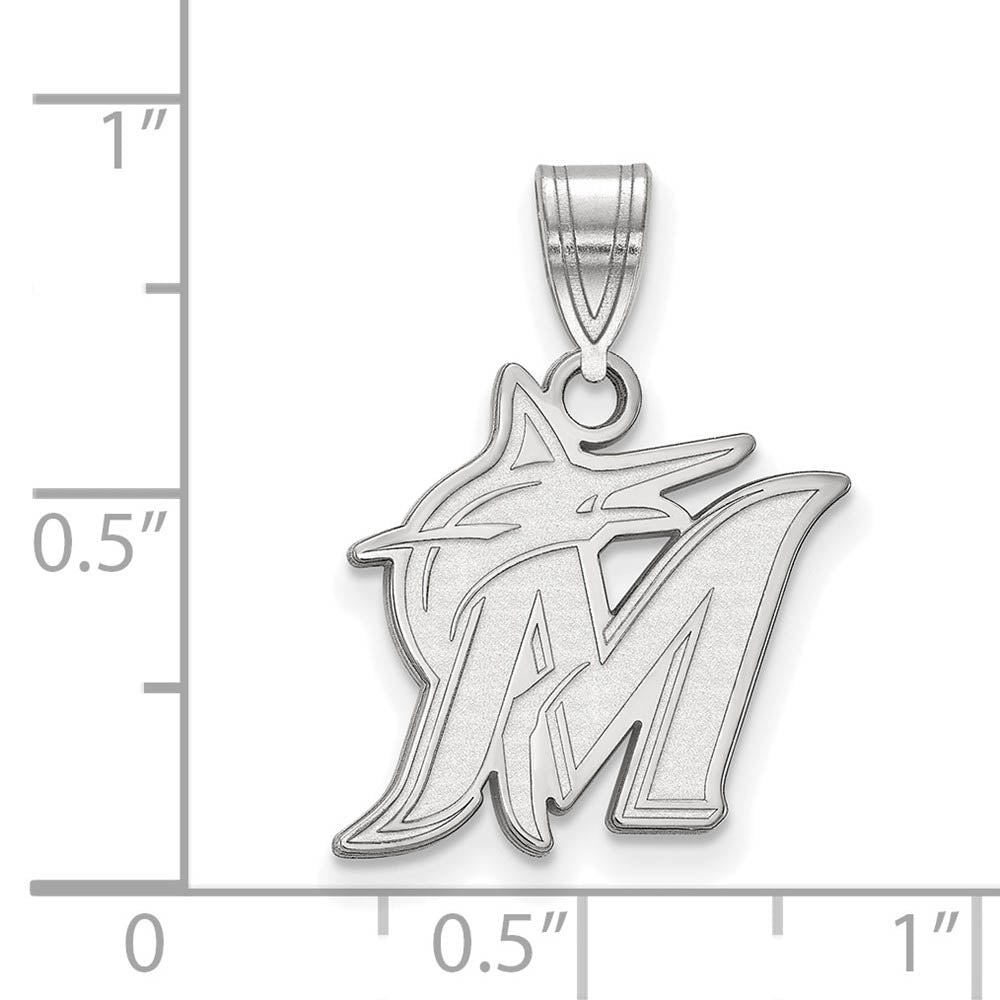 Alternate view of the 14K White Gold MLB Miami Marlins Medium Logo Pendant by The Black Bow Jewelry Co.