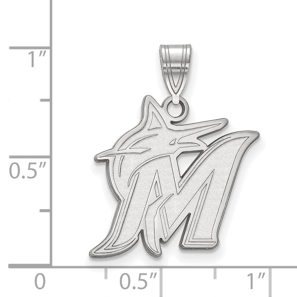 Alternate view of the 14K White Gold MLB Miami Marlins Large Logo Pendant by The Black Bow Jewelry Co.
