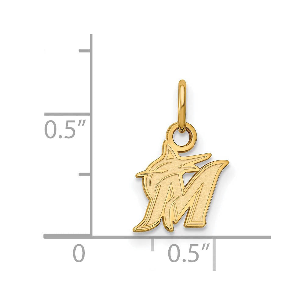 Alternate view of the 14K Yellow Gold MLB Miami Marlins XS (Tiny) Logo Charm by The Black Bow Jewelry Co.