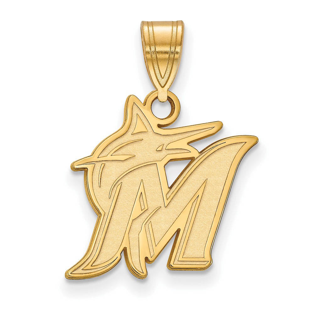 14K Yellow Gold MLB Miami Marlins Medium Logo Pendant, Item P32262 by The Black Bow Jewelry Co.