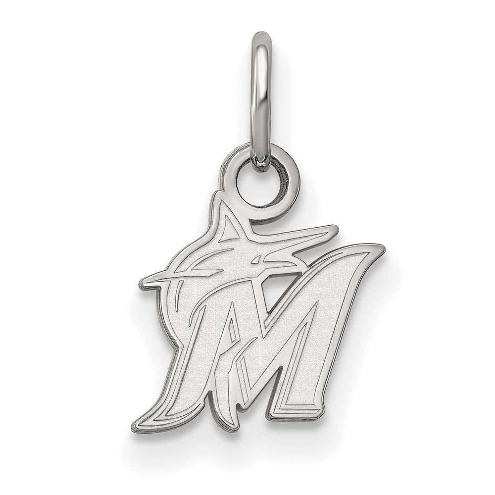 Sterling Silver Rhodium Plated MLB Miami Marlins XS (Tiny) Logo Charm, Item P32280 by The Black Bow Jewelry Co.