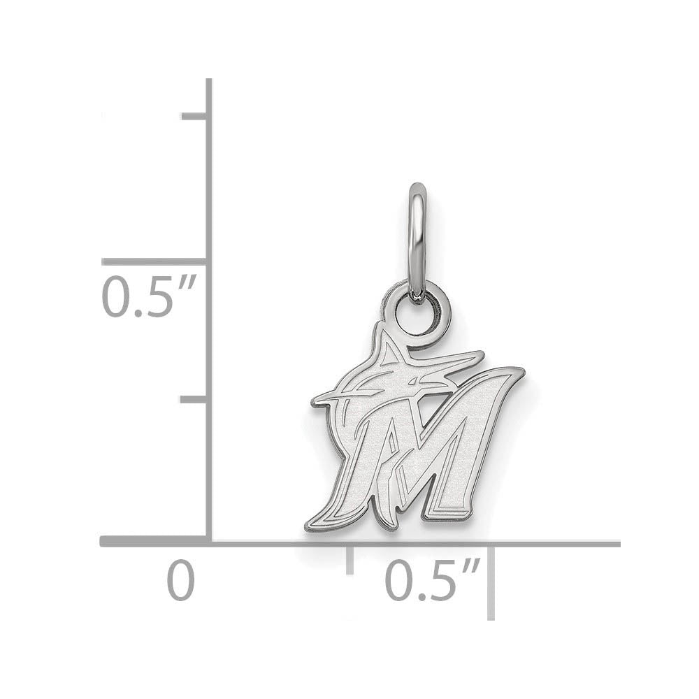 Alternate view of the Sterling Silver Rhodium Plated MLB Miami Marlins XS (Tiny) Logo Charm by The Black Bow Jewelry Co.