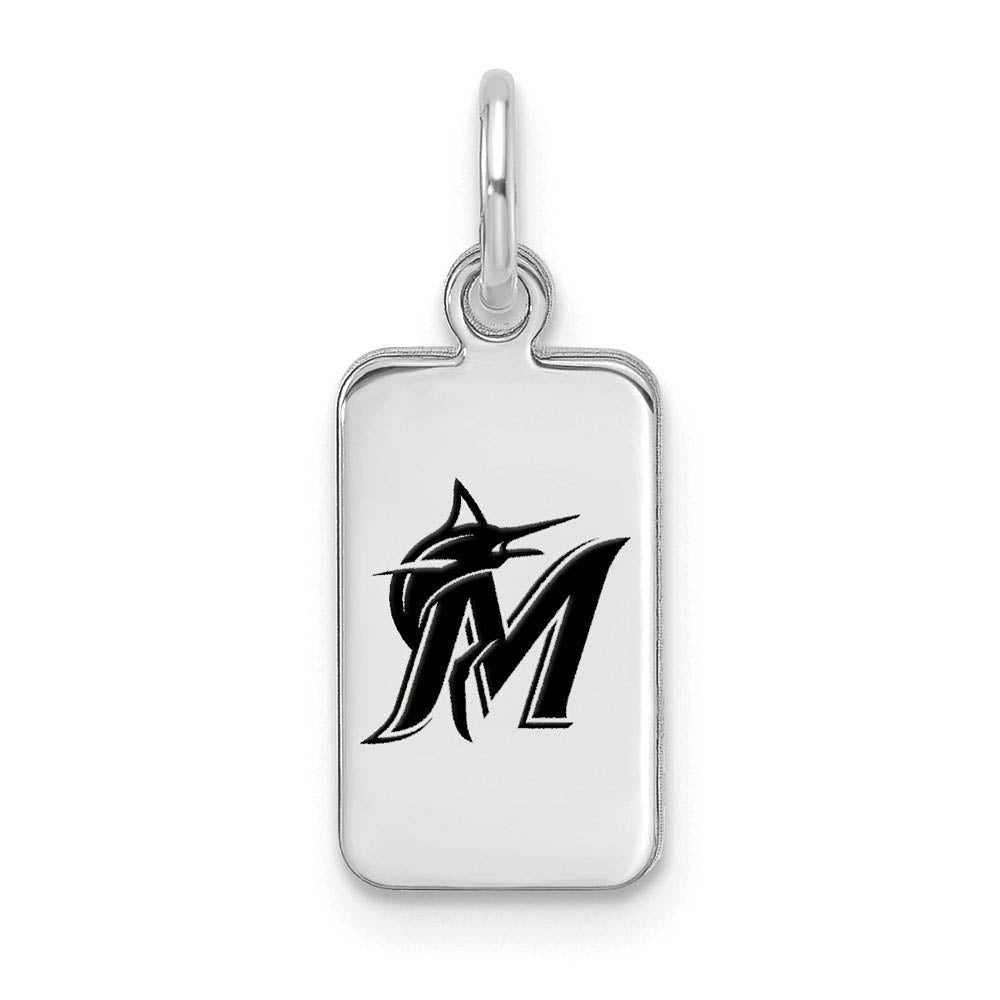 Sterling Silver MLB Miami Marlins XS (Tiny) Enamel Tag Charm, Item P32288 by The Black Bow Jewelry Co.