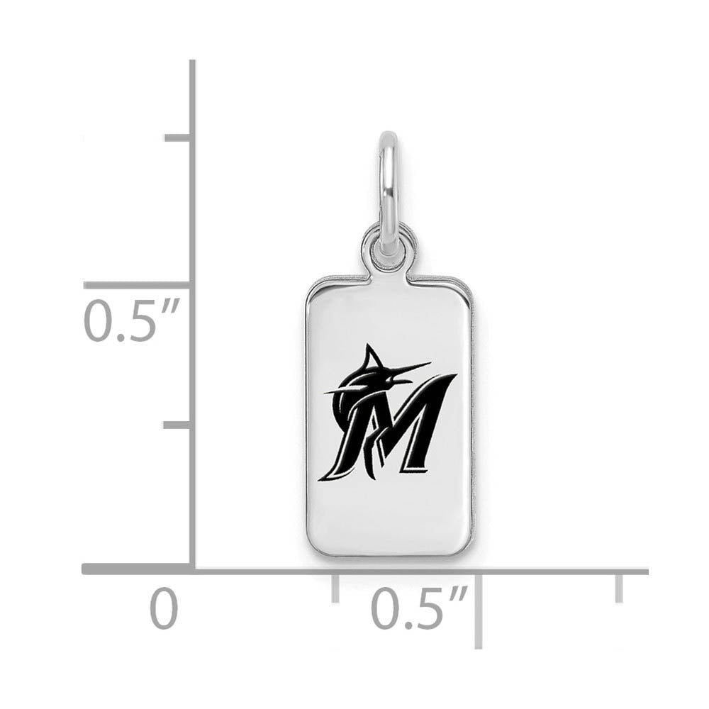 Alternate view of the Sterling Silver MLB Miami Marlins XS (Tiny) Enamel Tag Charm by The Black Bow Jewelry Co.