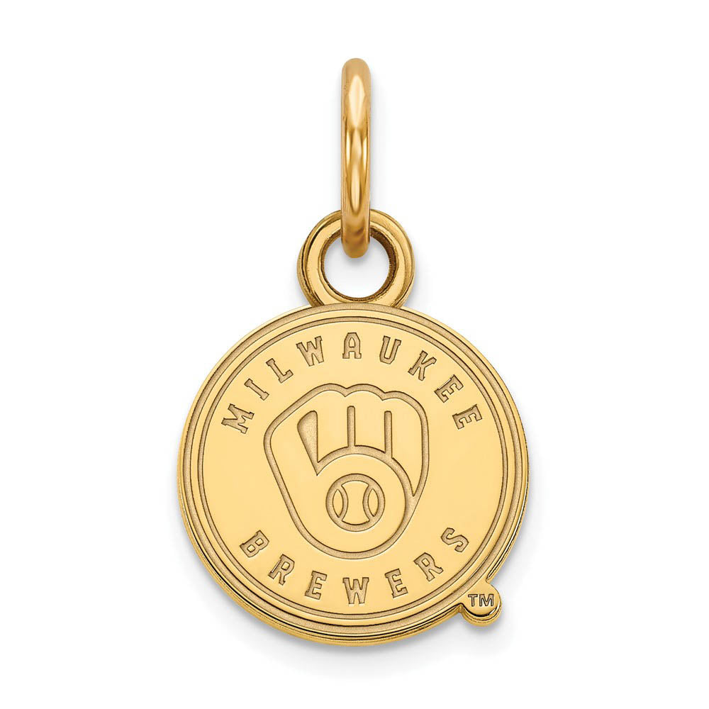10K Yellow Gold MLB Milwaukee Brewers XS (Tiny) Disc Charm, Item P32306 by The Black Bow Jewelry Co.