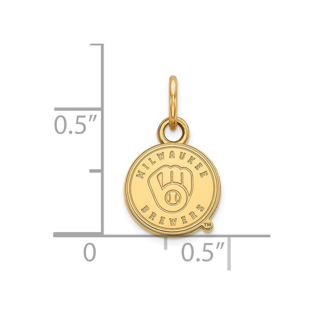 Alternate view of the 10K Yellow Gold MLB Milwaukee Brewers XS (Tiny) Disc Charm by The Black Bow Jewelry Co.