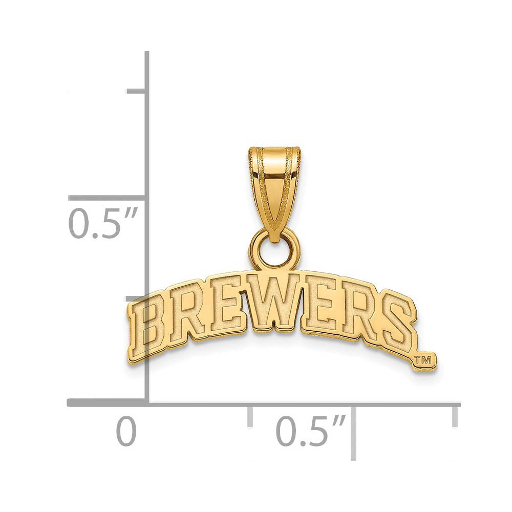Alternate view of the 10K Yellow Gold MLB Milwaukee Brewers Small Script Pendant by The Black Bow Jewelry Co.