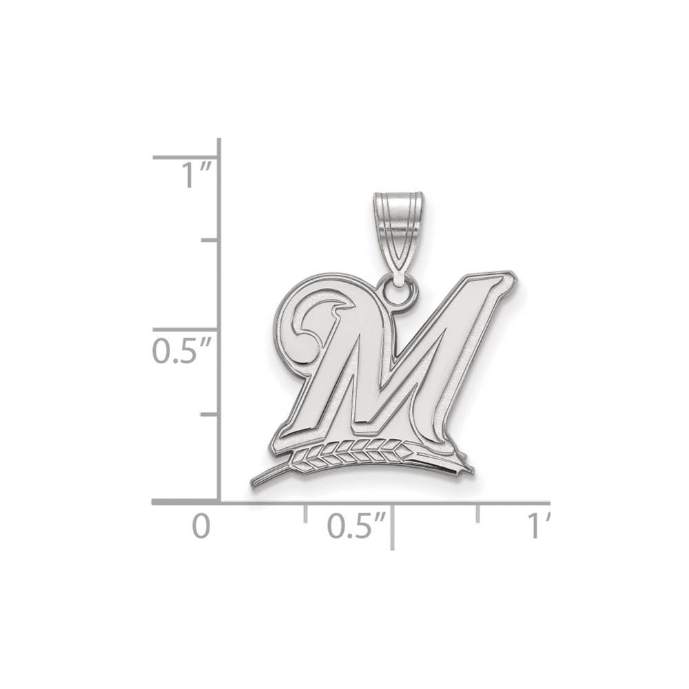 Alternate view of the 14K White Gold MLB Milwaukee Brewers Large Disc Pendant by The Black Bow Jewelry Co.