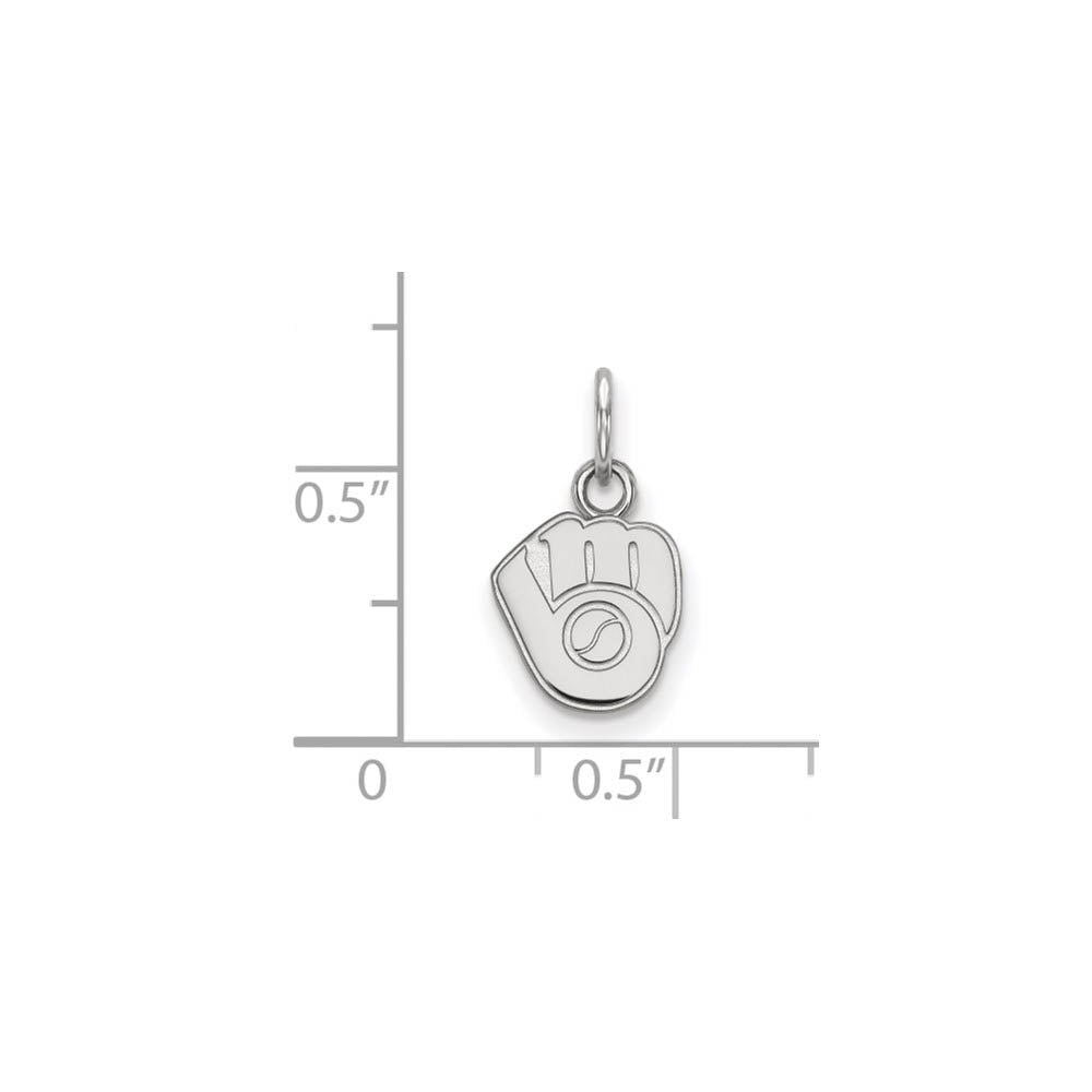 Alternate view of the 14K White Gold MLB Milwaukee Brewers XS (Tiny) MB Glove Charm by The Black Bow Jewelry Co.