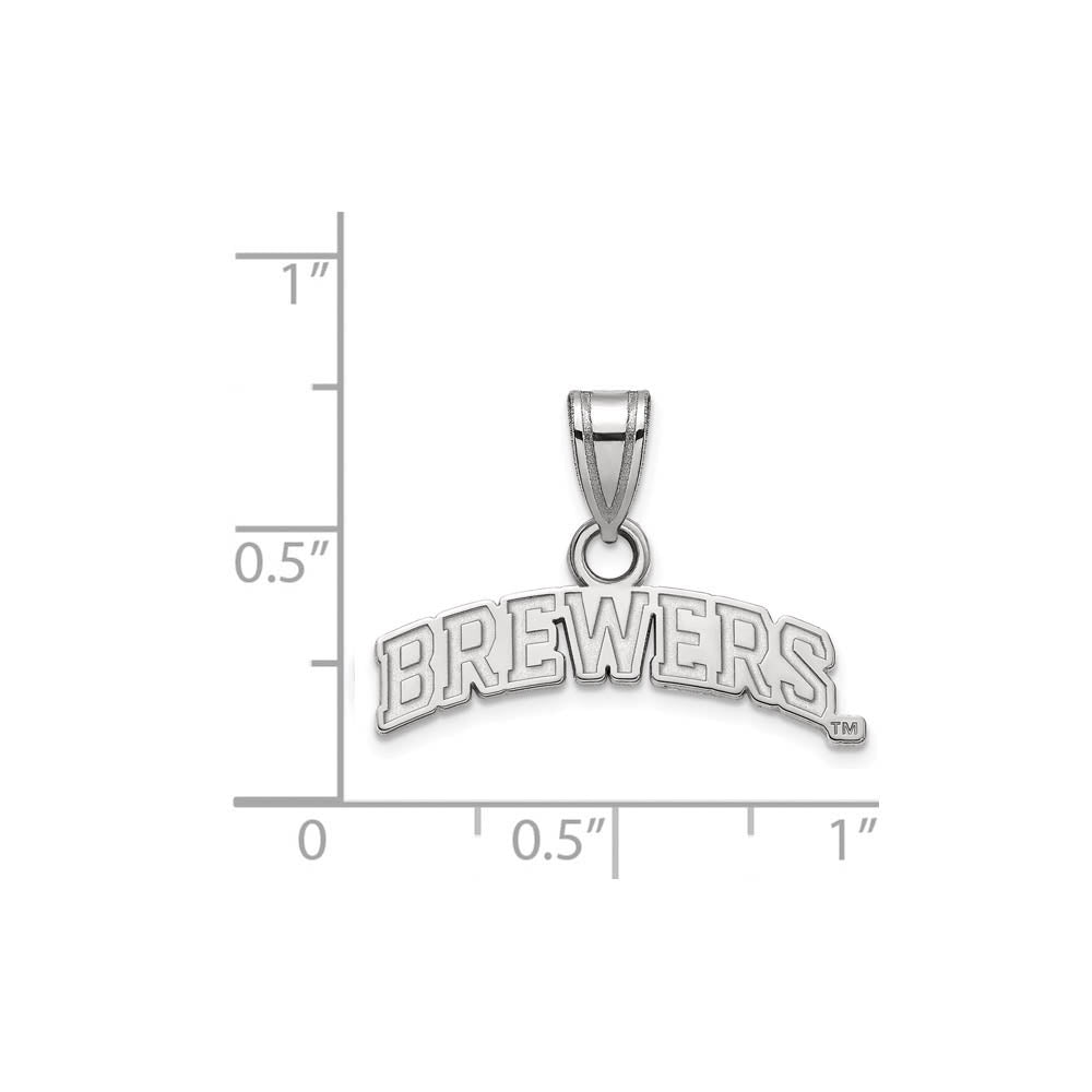 Alternate view of the Sterling Silver MLB Milwaukee Brewers Small Script Pendant by The Black Bow Jewelry Co.