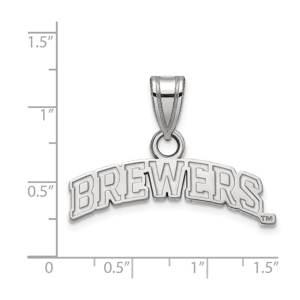 Alternate view of the Sterling Silver MLB Milwaukee Brewers Large Script Pendant by The Black Bow Jewelry Co.