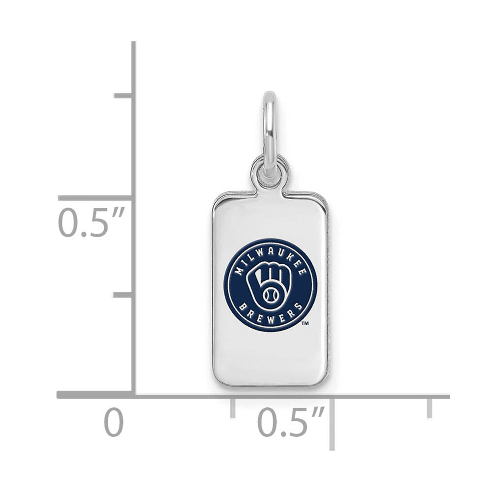 Alternate view of the Sterling Silver MLB Milwaukee Brewers XS (Tiny) Enamel Tag Charm by The Black Bow Jewelry Co.