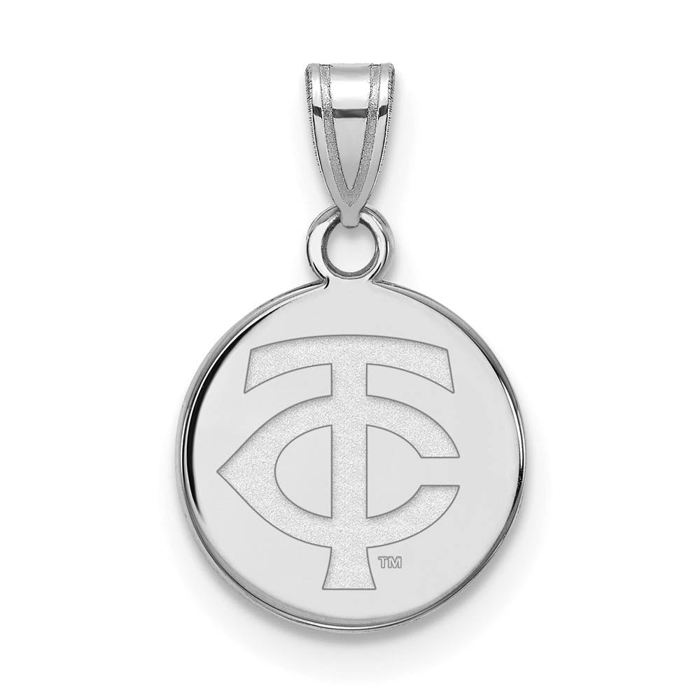 10K White Gold MLB Minnesota Twins Small TC Disc Pendant, Item P32366 by The Black Bow Jewelry Co.