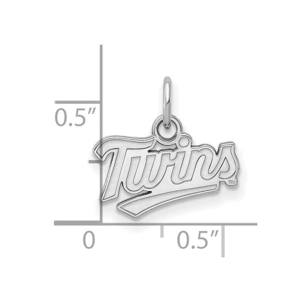 Alternate view of the 10K White Gold MLB Minnesota Twins XS (Tiny) Script Charm by The Black Bow Jewelry Co.