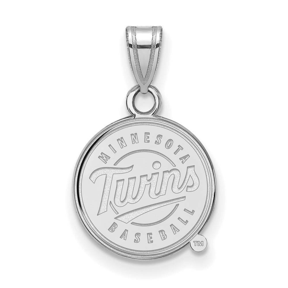 10K White Gold MLB Minnesota Twins Small Logo Disc Pendant, Item P32373 by The Black Bow Jewelry Co.
