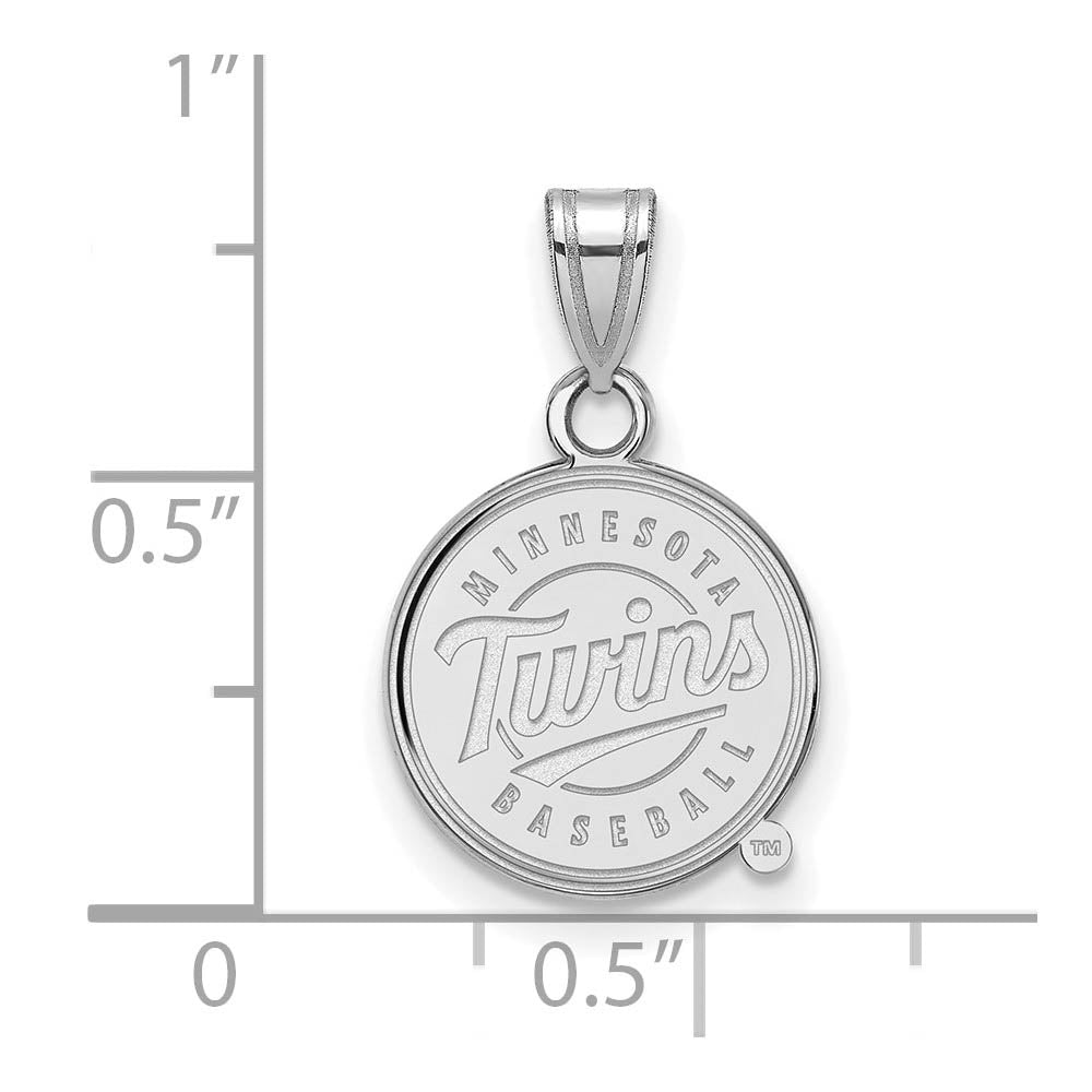 Alternate view of the 10K White Gold MLB Minnesota Twins Small Logo Disc Pendant by The Black Bow Jewelry Co.